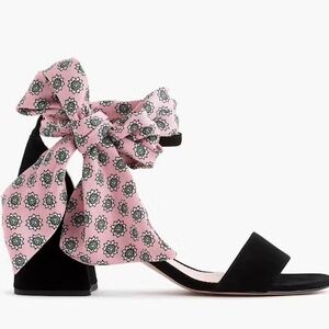EUC J. Crew Penny Ankle Strap Sandal Pumps Suede Scarf Tie Size 10